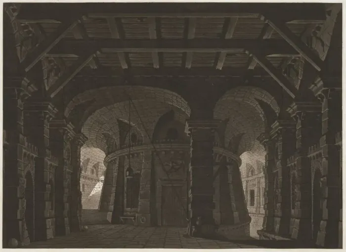 Framed Print : Subterranean Jail for the Stage, 1788. Creator: Abel Schlicht (German, 1754-1826) Framed Print : Subterranean Jail for the Stage, 1788. Creator: Abel Schlicht (German, 1754-1826)