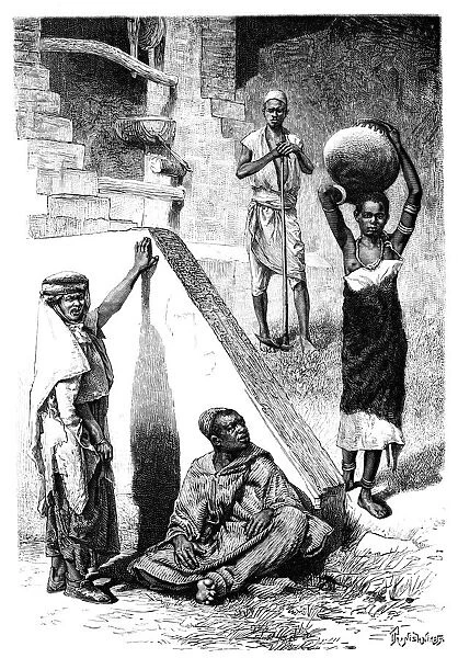 Sudanese Arabs and a female Shilluk slave, Sudan, 1895. Artist: Ivan Pranishnikoff