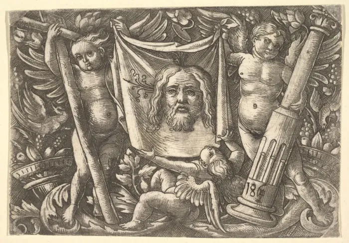 Framed Print : The Sudarium Held by Two Angels, ca. 1515. Creator: Daniel Hopfer Framed Print : The Sudarium Held by Two Angels, ca. 1515. Creator: Daniel Hopfer