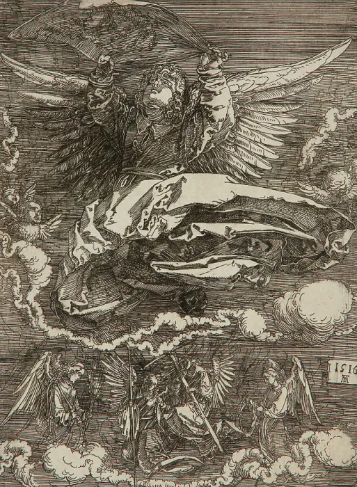 Framed Print : Sudarium Spread Out By An Angel, 1516. Creator: Albrecht Durer Framed Print : Sudarium Spread Out By An Angel, 1516. Creator: Albrecht Durer