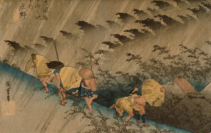 Framed Print : Sudden Shower at Shono, 19th century. Creator: Ando Hiroshige Framed Print : Sudden Shower at Shono, 19th century. Creator: Ando Hiroshige