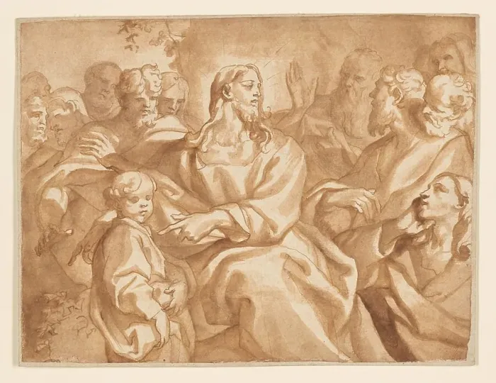 Framed Print : Suffer the Little Children, 1690 / 1700. Creator: Domenico Piola I Framed Print : Suffer the Little Children, 1690 / 1700. Creator: Domenico Piola I