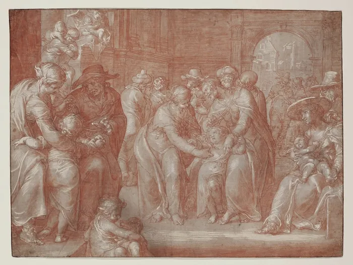 Framed Print : Suffer the Little Children to Come Unto Me, c1621. Creator: Joachim Anthonisz Wtewael Framed Print : Suffer the Little Children to Come Unto Me, c1621. Creator: Joachim Anthonisz Wtewael