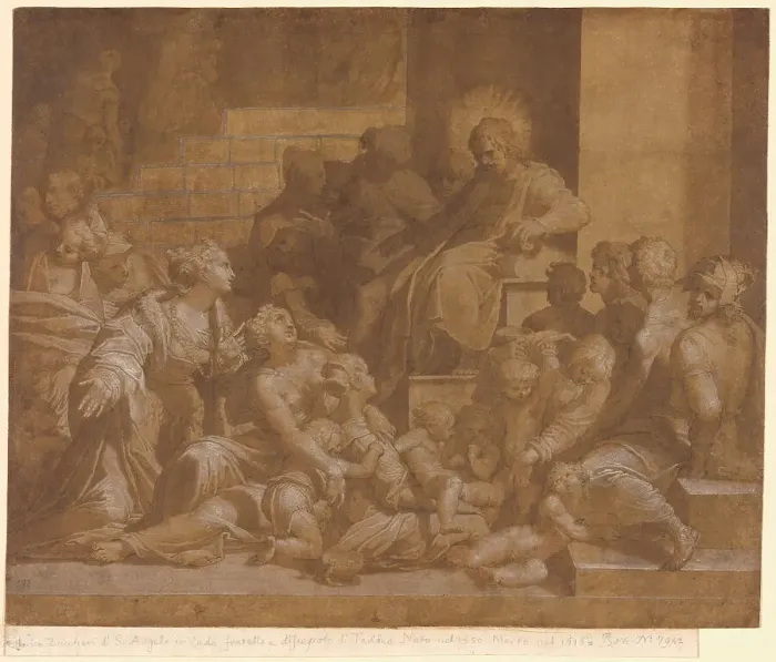 Framed Print : Suffer the Little Children to Come unto Me, n.d. Creator: Giambattista Tinti Framed Print : Suffer the Little Children to Come unto Me, n.d. Creator: Giambattista Tinti