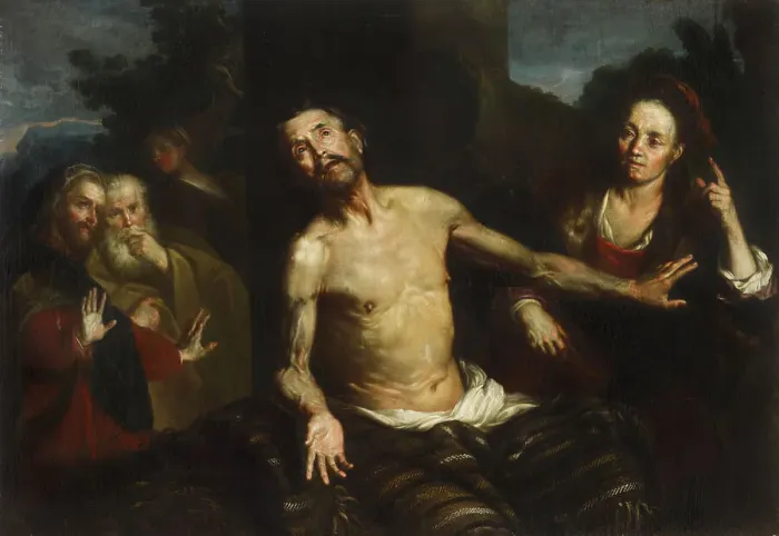 Framed Print : The sufferings of Job, 1643-1657. Creator: Silvestro Chiesa Framed Print : The sufferings of Job, 1643-1657. Creator: Silvestro Chiesa
