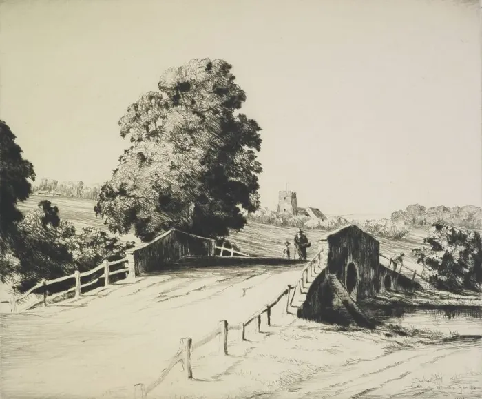 Framed Print : A Suffolk bridge, 1930s. Creator: Martin Hardie Framed Print : A Suffolk bridge, 1930s. Creator: Martin Hardie
