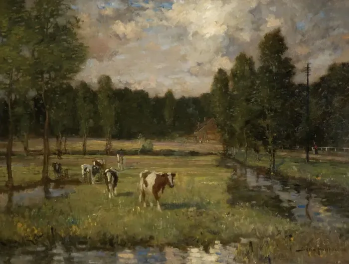 Framed Print : Suffolk Water Meadows, 1906. Creator: Bertram Priestman Framed Print : Suffolk Water Meadows, 1906. Creator: Bertram Priestman