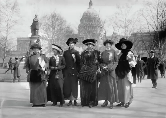 Framed Print : Suffrage paraders: Mrs. McLennan, Mrs. Althea Taft, Mrs. Lew Bridges, Mrs. Burleson... 1913. Creator: Bain News Service Framed Print : Suffrage paraders: Mrs. McLennan, Mrs. Althea Taft, Mrs. Lew Bridges, Mrs. Burleson... 1913. Creator: Bain News Service