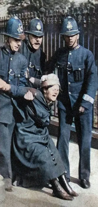 Framed Print : A suffragette being arrested, c1910s (1935). Creator: Unknown