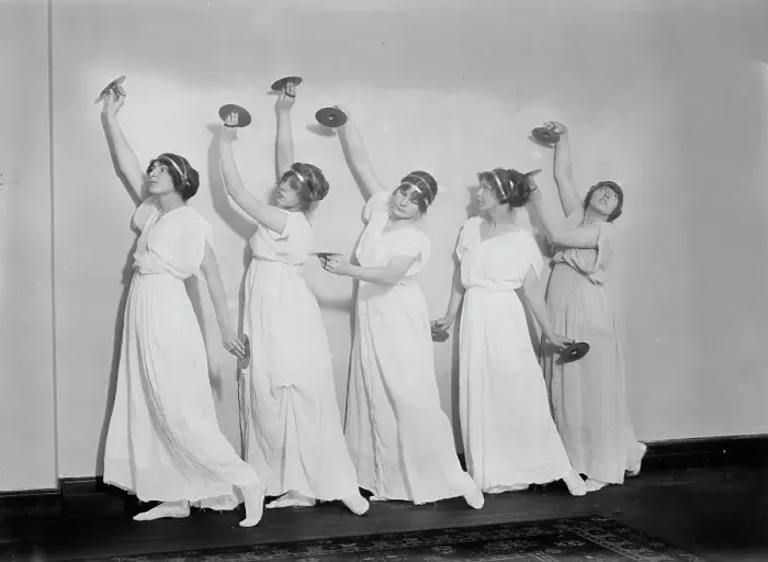 Framed Print : Suffragette Ball - Gr. Cymball Dance, between c1910 and c1915. Creator: Bain News Service Framed Print : Suffragette Ball - Gr. Cymball Dance, between c1910 and c1915. Creator: Bain News Service