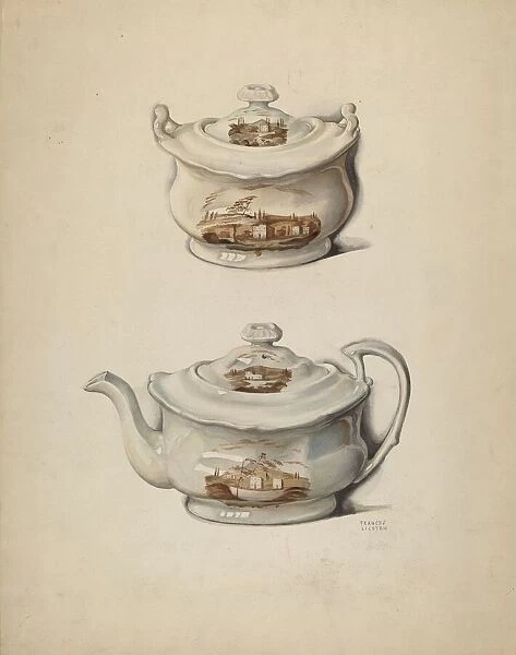 Sugar Bowl and Teapot, c. 1936. Creator: Frances Lichten