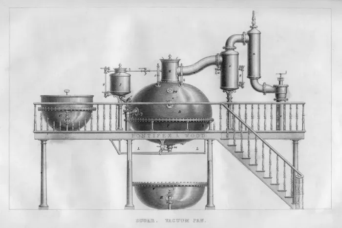 Framed Print : Sugar. Vacuum pan, 1866 Framed Print : Sugar. Vacuum pan, 1866