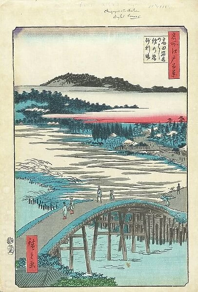 Sugatami Bridge, Omokage Bridge, and Jariba at Takata, 1857. Creator: Ando Hiroshige