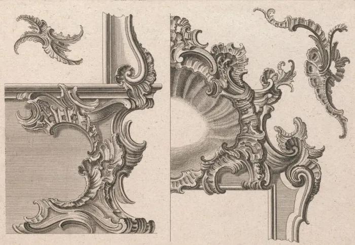 Framed Print : Suggestion for the Decoration of Lower Right and Top Right of a Framel, Pla Framed Print : Suggestion for the Decoration of Lower Right and Top Right of a Framel, Pla