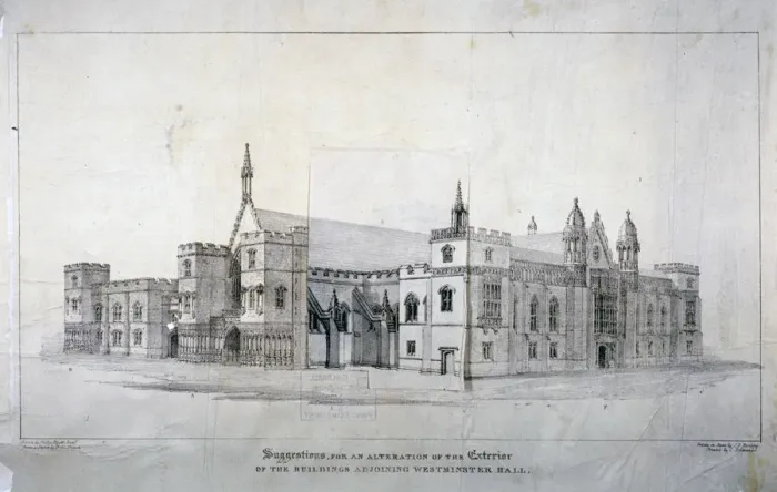 Framed Print : Suggestions for alterations to the buildings adjoining Westminster Hall, London, c1825 Framed Print : Suggestions for alterations to the buildings adjoining Westminster Hall, London, c1825