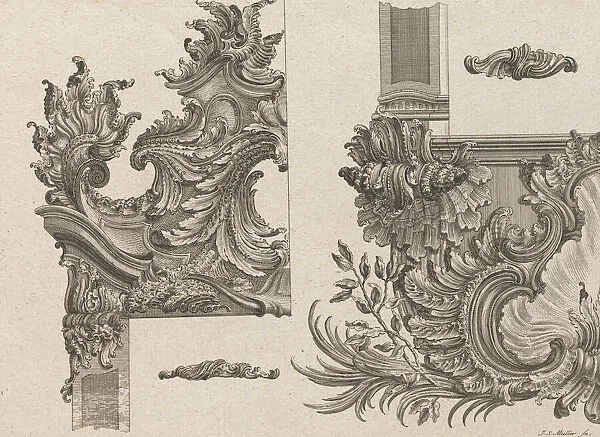 Suggestions for the Decoration of Frames, Plate 4 from AuBzierungen zu Thü... Printed ca. 1750-56. Creator: Johann Sebastian Muller