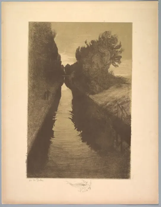 Framed Print : Suite de Paysages: Landscape, Plate 1, Remarque, A Fish, 1892-1893. Creator: Charles Marie Dulac Framed Print : Suite de Paysages: Landscape, Plate 1, Remarque, A Fish, 1892-1893. Creator: Charles Marie Dulac