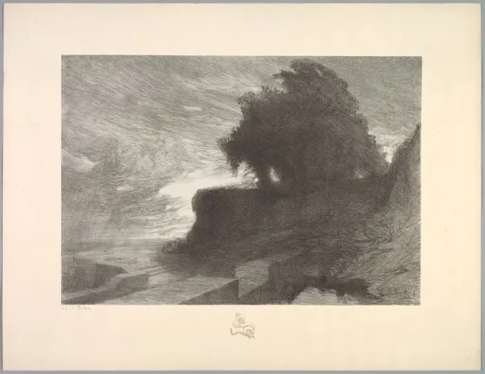 Framed Print : Suite de Paysages: Landscape, Plate 4, Remarque, Snake, 1892-1893. Creator: Charles Marie Dulac Framed Print : Suite de Paysages: Landscape, Plate 4, Remarque, Snake, 1892-1893. Creator: Charles Marie Dulac