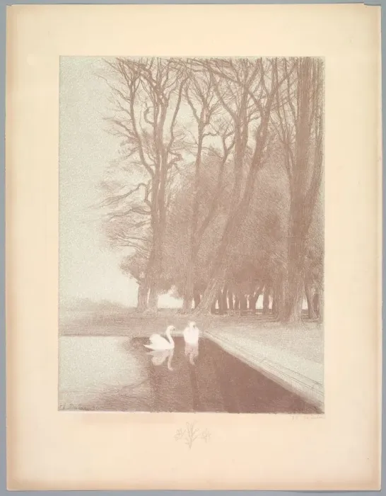 Framed Print : Suite de Paysages: Landscape, Plate 6, Remarque, Lilies, 1892-1893. Creator: Charles Marie Dulac Framed Print : Suite de Paysages: Landscape, Plate 6, Remarque, Lilies, 1892-1893. Creator: Charles Marie Dulac
