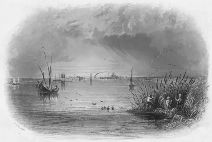 Framed Print : Sulina, Mouth of the Danube, c1838. Artist: Robert Wallis Framed Print : Sulina, Mouth of the Danube, c1838. Artist: Robert Wallis