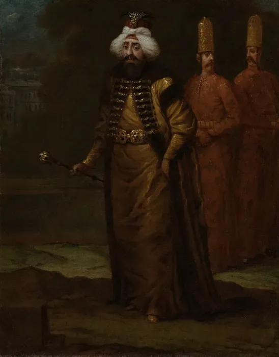Framed Print : Sultan Ahmed III (1673-1736), c. 1729. Artist: Vanmour (Van Mour), Jean-Baptiste (1671-1737)