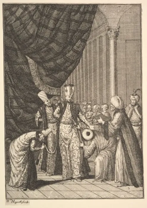 Framed Print : Sultan Ahmed III Crowned in the Mosque at Eyups (Aubry de La Mottrayes Framed Print : Sultan Ahmed III Crowned in the Mosque at Eyups (Aubry de La Mottrayes