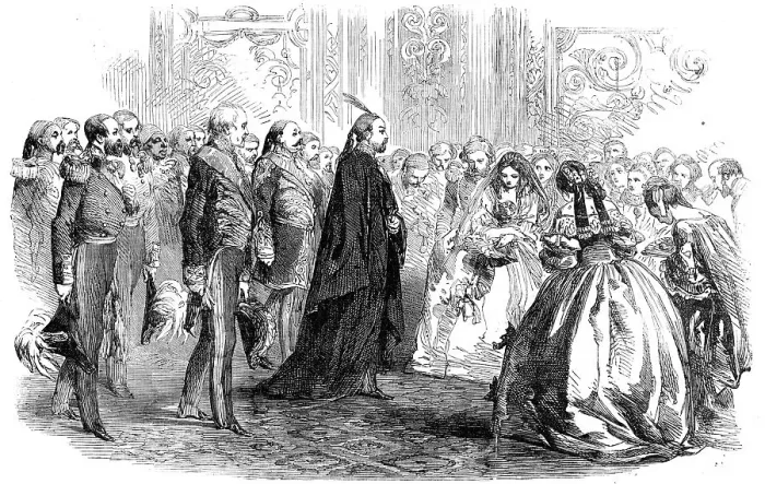 Framed Print : The Sultan at the Fancy-Dress Ball given by the Viscountess Stratford de Redcliffe, at the British E Creator: Unknown Framed Print : The Sultan at the Fancy-Dress Ball given by the Viscountess Stratford de Redcliffe, at the British E Creator: Unknown