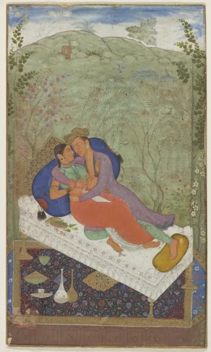 Framed Print : Sultan Murad and a Consort, ca. 1597. Creator: Manohar Framed Print : Sultan Murad and a Consort, ca. 1597. Creator: Manohar