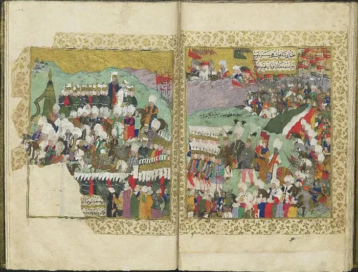 Framed Print : Sultan Osman II goes to war against Poland-Lithuania, from Sehname-i Nadir... c.1622. Creator: Turkish Master Framed Print : Sultan Osman II goes to war against Poland-Lithuania, from Sehname-i Nadir... c.1622. Creator: Turkish Master