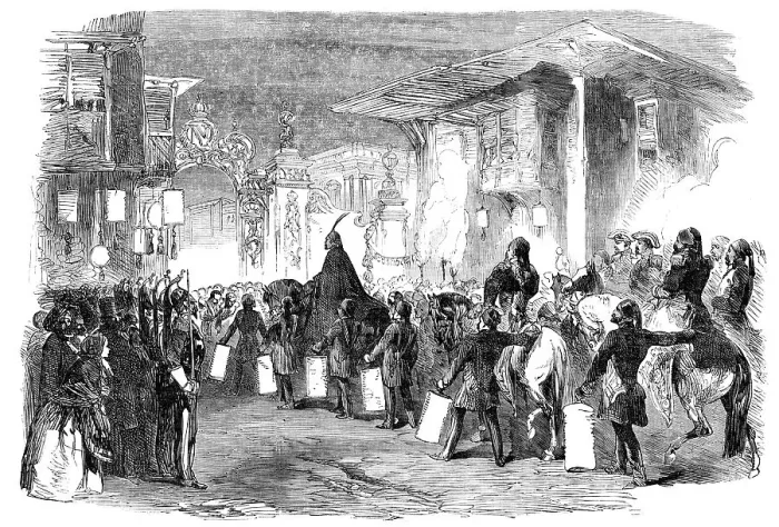 Framed Print : The Sultan Proceeding to the Ball given by the French Ambassador, at Constantinople, 1856. Creator: Unknown Framed Print : The Sultan Proceeding to the Ball given by the French Ambassador, at Constantinople, 1856. Creator: Unknown