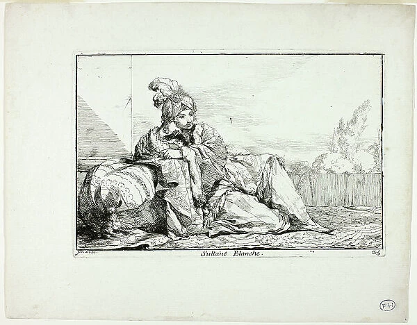 Sultane Blanche, plate 25 from Caravanne du Sultan à la Mecque, 1748. Creator: Joseph-Marie Vien the Elder