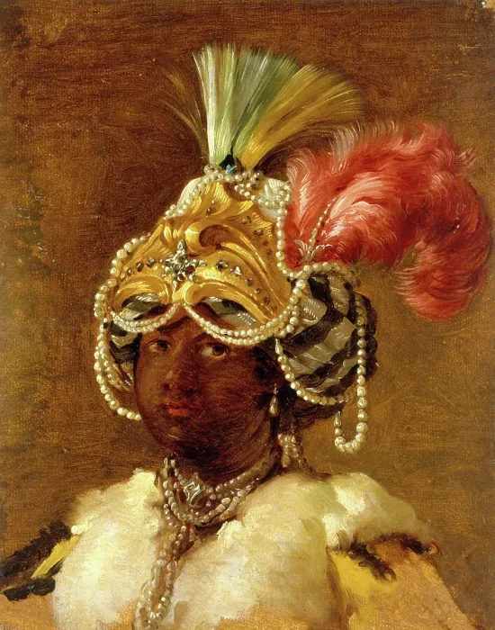 Framed Print : Sultane noire, 1748. Creator: Joseph-Marie Vien the Elder Framed Print : Sultane noire, 1748. Creator: Joseph-Marie Vien the Elder
