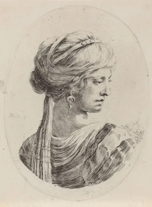Framed Print : Sultaness in a Veiled Turban, Seen from Behind, 1649 / 1650. Creator: Stefano della Bella Framed Print : Sultaness in a Veiled Turban, Seen from Behind, 1649 / 1650. Creator: Stefano della Bella