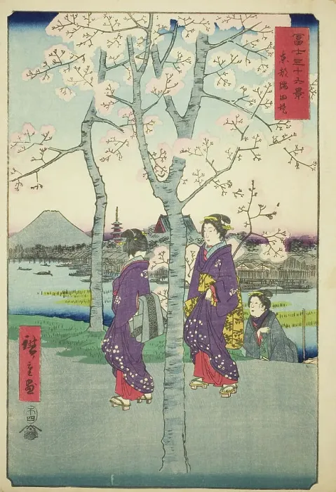 Framed Print : The Sumida Embankment in the Eastern Capital (Toto Sumida-zutsumi), from the series... 1858. Creator: Ando Hiroshige Framed Print : The Sumida Embankment in the Eastern Capital (Toto Sumida-zutsumi), from the series... 1858. Creator: Ando Hiroshige
