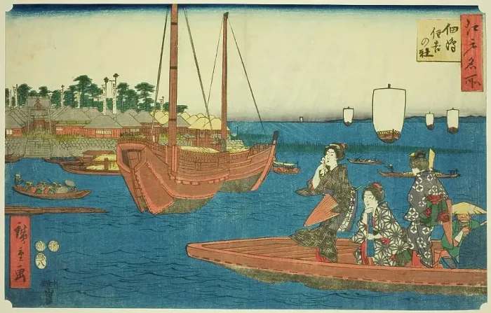 Framed Print : The Sumiyoshi Shrine on Tsukuda Island (Tsukuda Sumiyoshi no yashiro), from the... 1853. Creator: Ando Hiroshige Framed Print : The Sumiyoshi Shrine on Tsukuda Island (Tsukuda Sumiyoshi no yashiro), from the... 1853. Creator: Ando Hiroshige