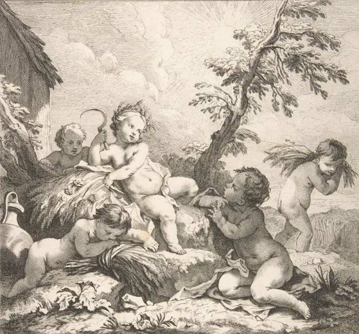 Framed Print : Summer, 1735. Creators: Benoit Audran II, Charles-Joseph Natoire Framed Print : Summer, 1735. Creators: Benoit Audran II, Charles-Joseph Natoire
