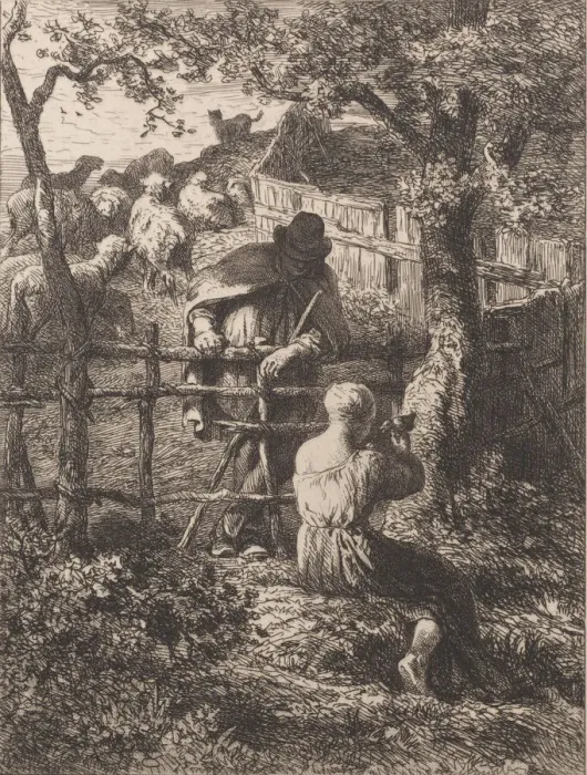 Framed Print : Summer, 1864. Creator: Charles Emile Jacque Framed Print : Summer, 1864. Creator: Charles Emile Jacque