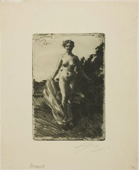 Framed Print : Summer, 1907. Creator: Anders Leonard Zorn Framed Print : Summer, 1907. Creator: Anders Leonard Zorn