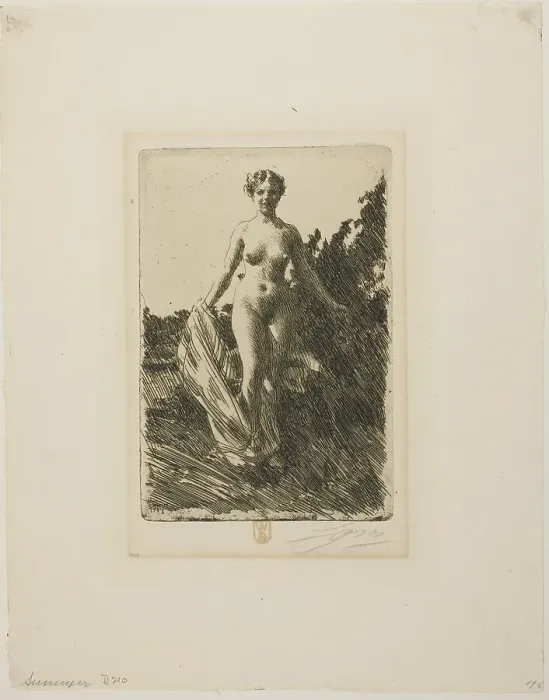 Framed Print : Summer, 1907. Creator: Anders Leonard Zorn Framed Print : Summer, 1907. Creator: Anders Leonard Zorn