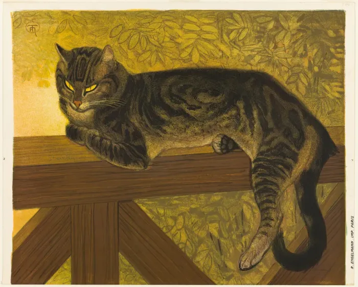Framed Print : Summer: Cat on a Balustrade, 1909. Creator: Theophile Alexandre Steinlen Framed Print : Summer: Cat on a Balustrade, 1909. Creator: Theophile Alexandre Steinlen