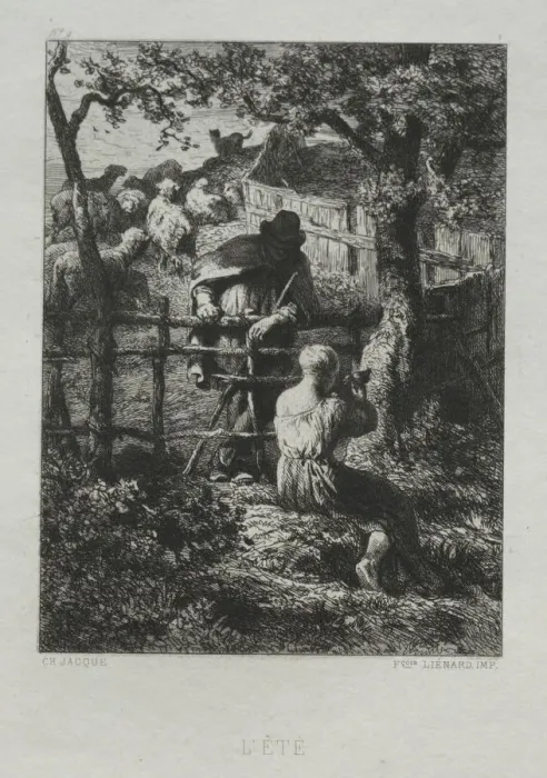 Framed Print : Summer Day. Creator: Charles-Emile Jacque (French, 1813-1894) Framed Print : Summer Day. Creator: Charles-Emile Jacque (French, 1813-1894)