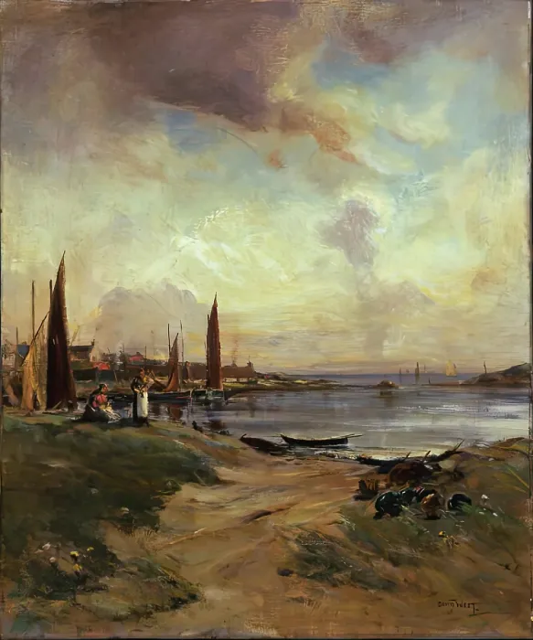 Framed Print : A Summer Day, Lossiemouth, 1900-1924. Creator: David West Framed Print : A Summer Day, Lossiemouth, 1900-1924. Creator: David West