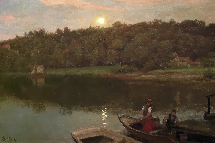 Framed Print : Summer Evening, 1902. Creator: Hans Gude Framed Print : Summer Evening, 1902. Creator: Hans Gude