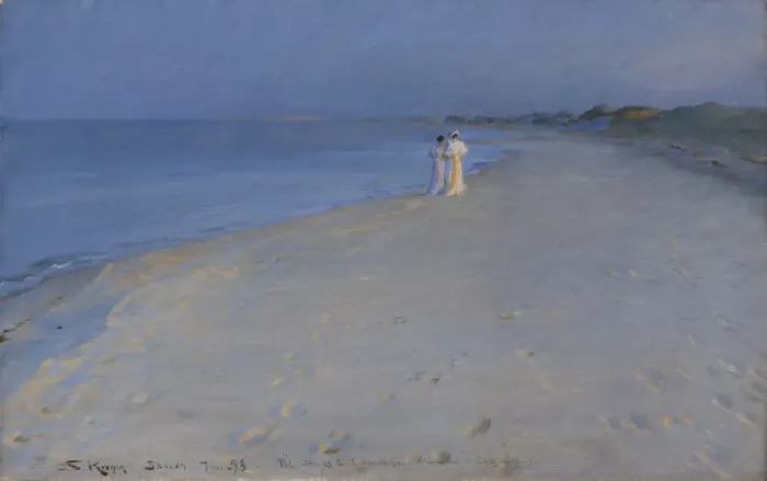 Framed Print : Summer evening on the south beach of Skagen. Anna Ancher and Marie Kroyer, 1893 Framed Print : Summer evening on the south beach of Skagen. Anna Ancher and Marie Kroyer, 1893