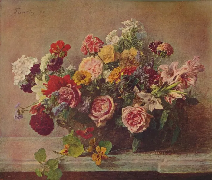 Framed Print : Summer Flowers, 1882, (c1915). Artist: Henri Fantin-Latour Framed Print : Summer Flowers, 1882, (c1915). Artist: Henri Fantin-Latour