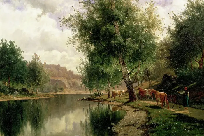 Framed Print : Summer Landscape, 1873. Creator: Johan Edvard Bergh Framed Print : Summer Landscape, 1873. Creator: Johan Edvard Bergh
