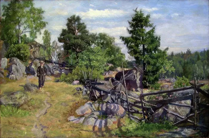 Framed Print : Summer landscape, 1887. Creator: Jorgen Sorensen Framed Print : Summer landscape, 1887. Creator: Jorgen Sorensen