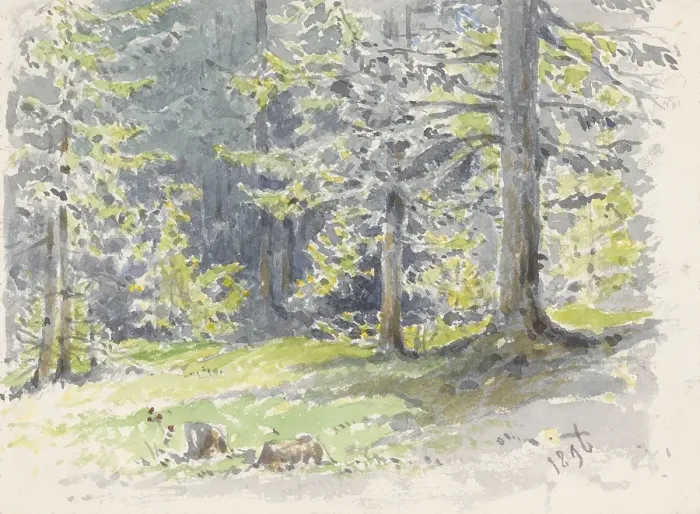 Framed Print : Summer landscape, 1896. Creator: Friedrich Carl von Scheidlin Framed Print : Summer landscape, 1896. Creator: Friedrich Carl von Scheidlin