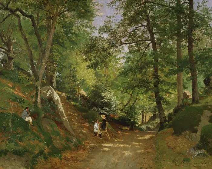 Framed Print : Summer Landscape near Fontainebleau, 1876. Creator: Oscar Torna Framed Print : Summer Landscape near Fontainebleau, 1876. Creator: Oscar Torna