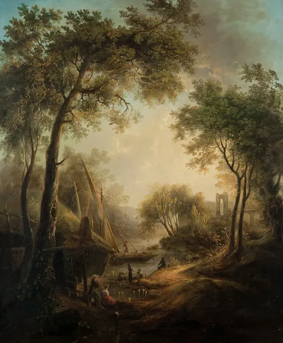 Framed Print : Summer Landscape with Water and Tall Trees. Creator: Elias Martin Framed Print : Summer Landscape with Water and Tall Trees. Creator: Elias Martin